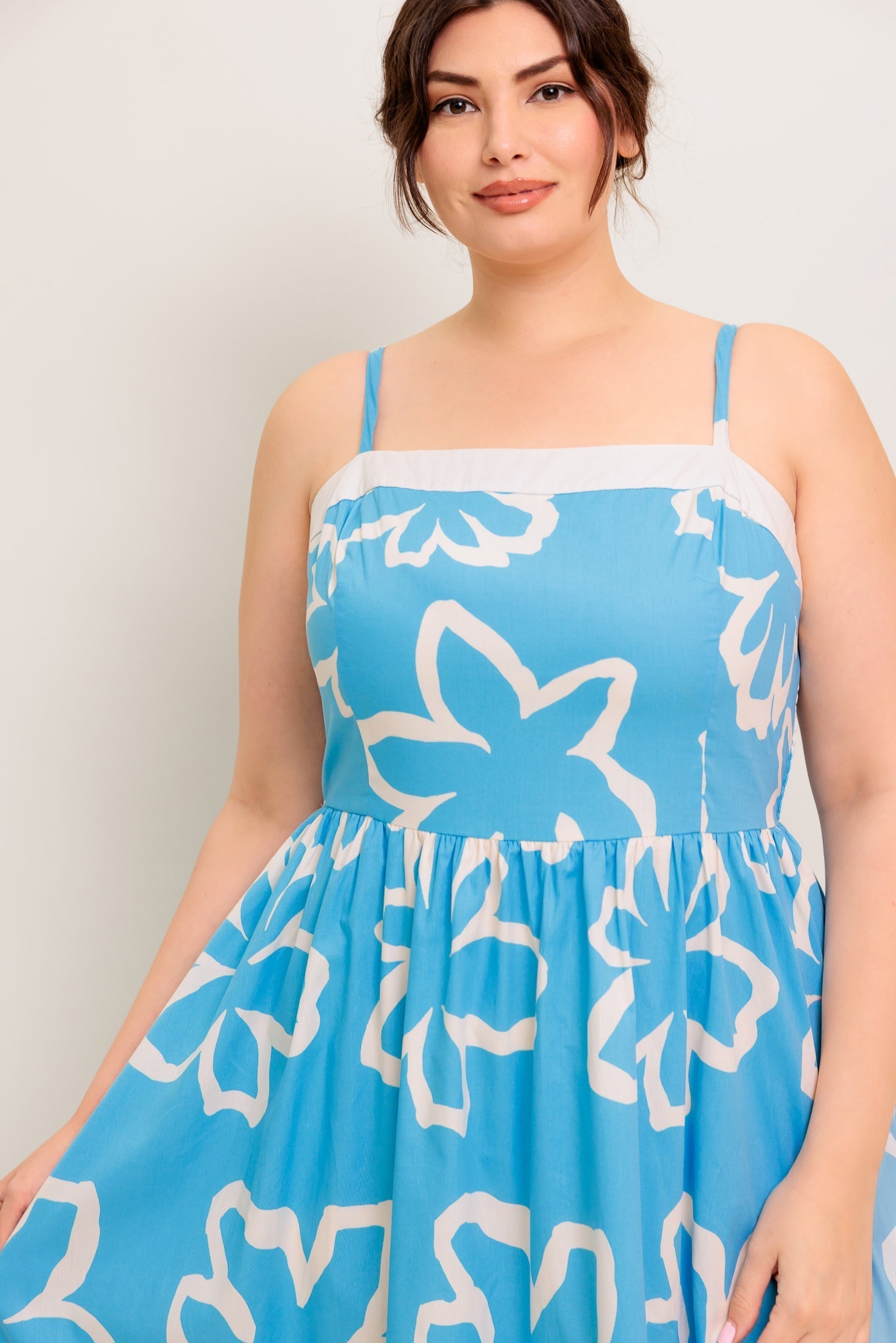 SERENE PETALS BLUE WOVEN MIDI DRESS Flying Tomato